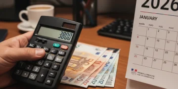 Calculatrice et euros, symbolisant le calcul de la prime d'activité 2026 et les aides financières.