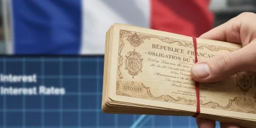 Main obligataire française avec graphique de rendements en hausse
