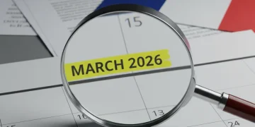 Calendrier mars 2026 avec loupe, symbolisant la réforme chômage et ses nouvelles règles.