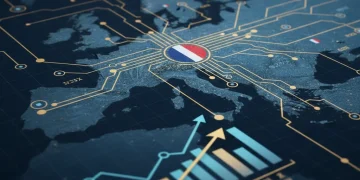 Réglementations Européennes 2026 : Impact sur les Marchés Financiers Français Illustration numérique des marchés financiers européens et français impactés par de nouvelles réglementations en 2026.
