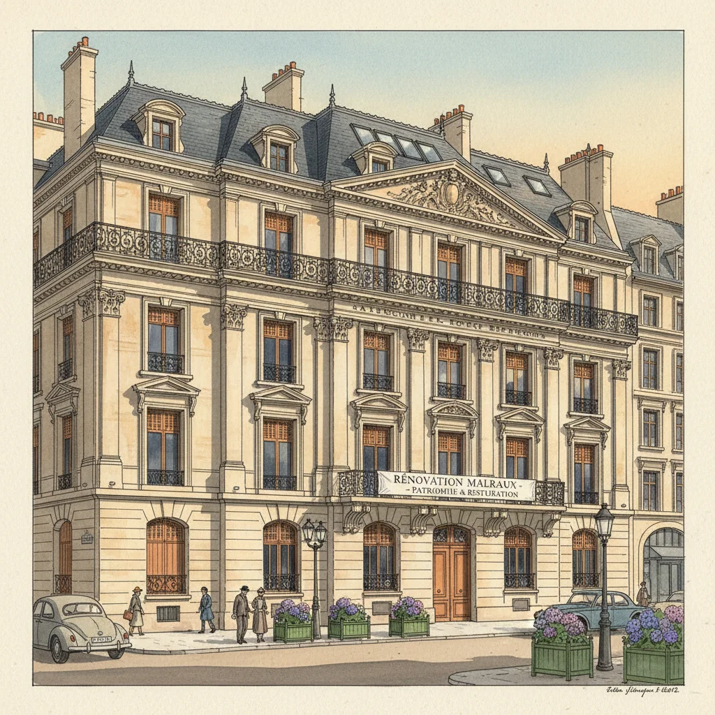 Immeuble historique rénové éligible au dispositif Malraux pour la réduction d'impôt.