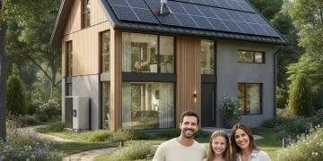 Maison moderne avec panneaux solaires symbolisant les aides à la rénovation énergétique pour 2026.