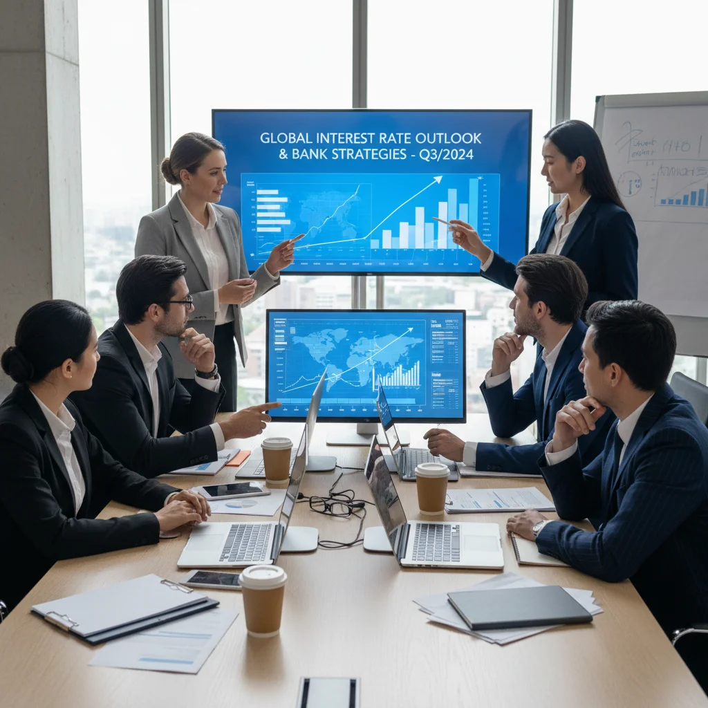 Experts financiers analysant les stratégies bancaires et l'évolution des taux d'intérêt.