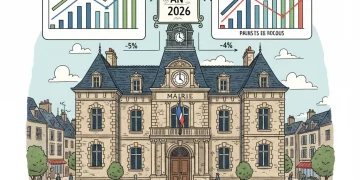 Mairie française et graphiques financiers représentant la fiscalité locale 2026