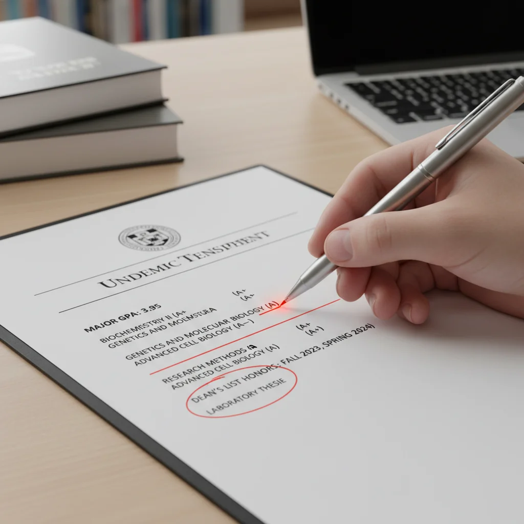 Main soulignant les bonnes notes sur un bulletin scolaire, représentant l'importance des résultats académiques.