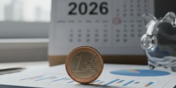 Pièce d'euro sur documents financiers, symbolisant les fonds euros et l'épargne en 2026.