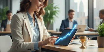 CPF 2026 : Maximisez Vos Droits et Financez Votre Formation à 100% Femme souriante utilisant une tablette, symbolisant la réussite grâce à la formation CPF en 2026.
