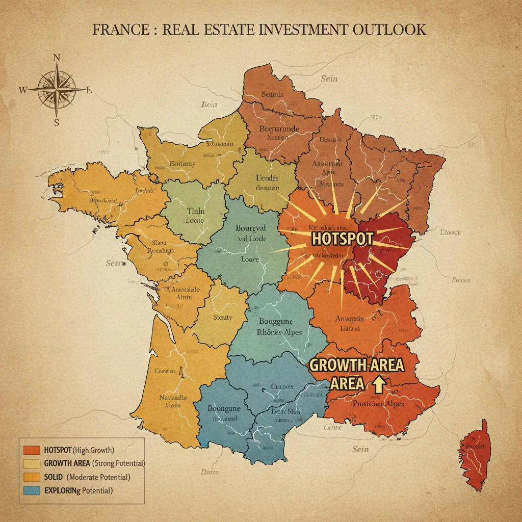 Carte de France avec les zones d'investissement immobilier prometteuses