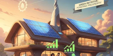 Maison moderne avec panneaux solaires, famille souriante, symbolisant les aides énergie 2026
